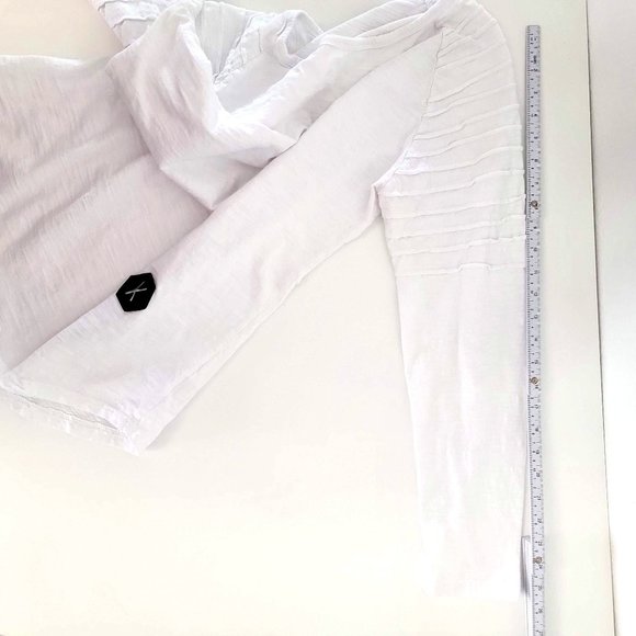 Polo Mano White Stripe Pleat Long Sleeve Shirt Size Large - Picture 10 of 11